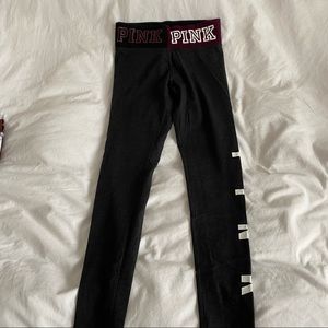 VS Pink Dark Grey Yoga Leggings With Maroon Accents Size Small